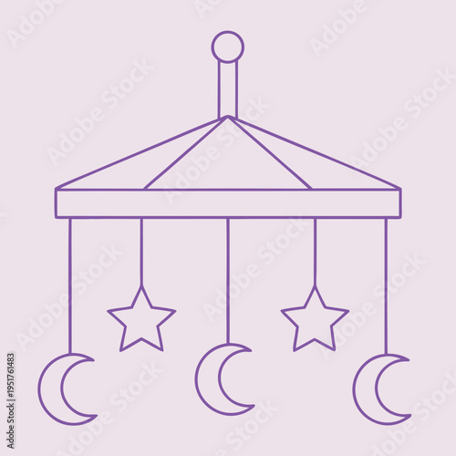 Purple baby mobile with stars and moons