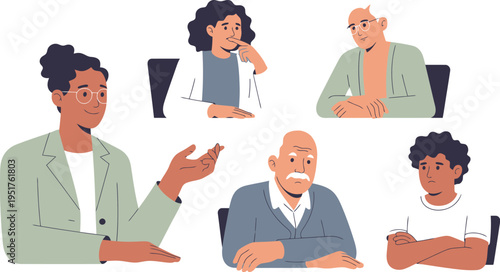 Diverse group of people talking and meeting in a discussion setting indoors