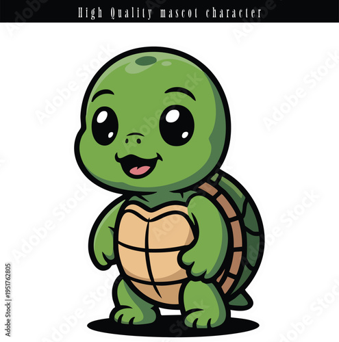 Friendly pixel art turtle mascot with a cheerful smile
