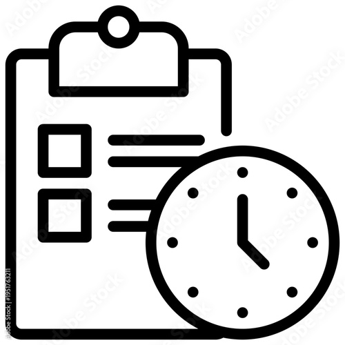 checklist board work check clock time simple line icon