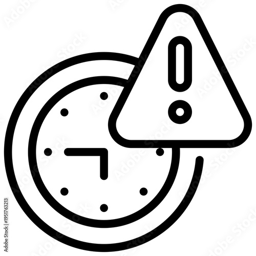 caution alarm exclamation warning time simple line icon