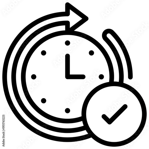 check clock watch renew time simple line icon