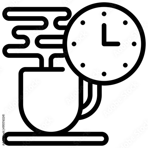 coffee break drink hot cup time simple line icon