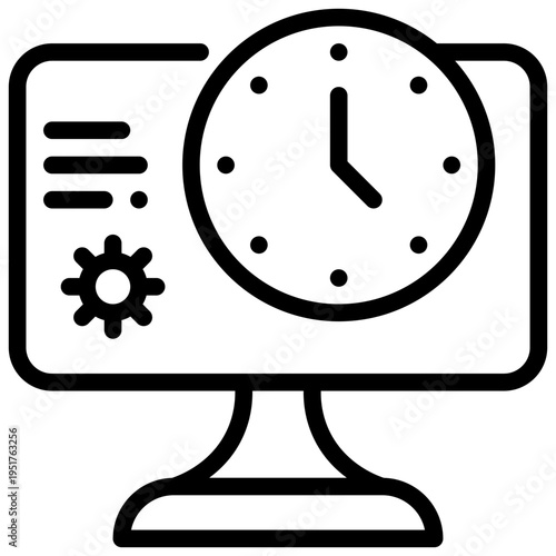 computer system setting watch clock time simple line icon