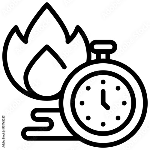 fire speed fast hurry burn time simple line icon