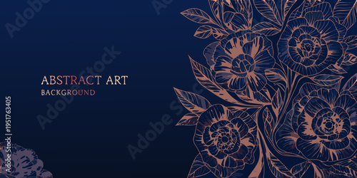 Elegant floral arrangement with detailed line work on a dark background