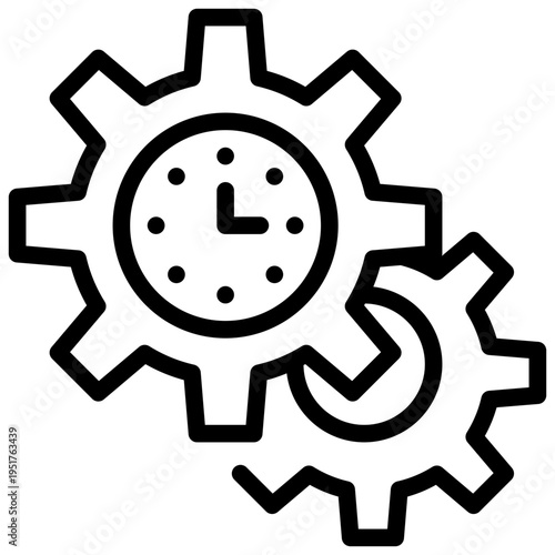 time system setting gear wheel simple line icon