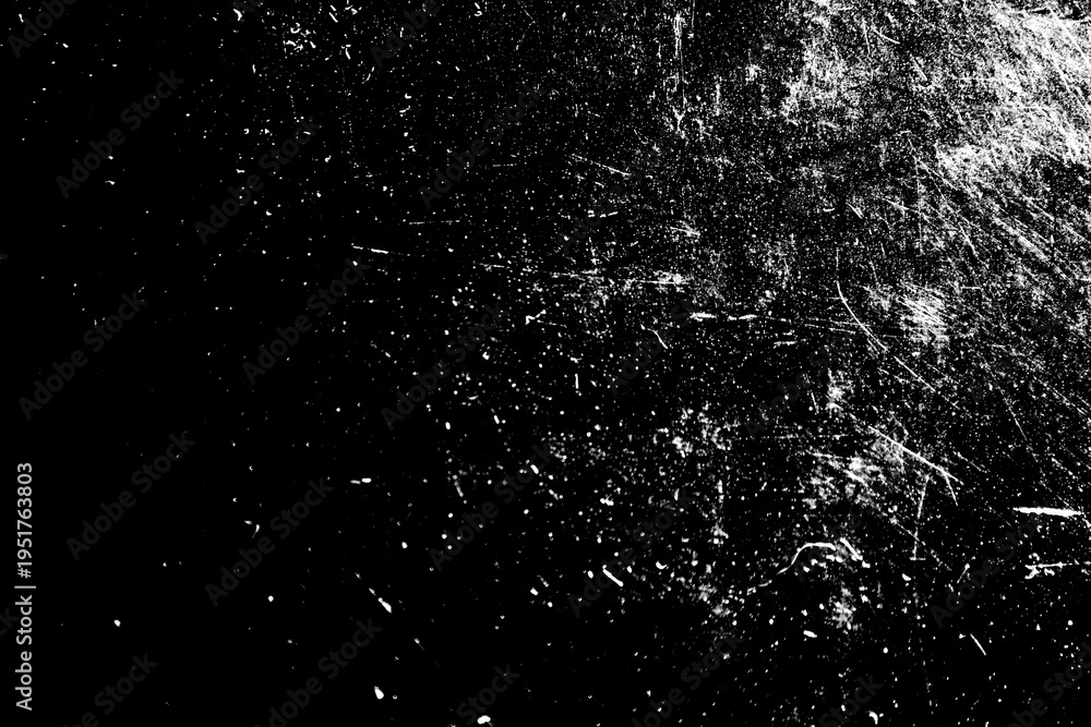 Obraz premium Black and white grunge background texture. High-contrast scratched, damaged, old surface. Dirty, abrasion effect. Ideal for modern urban graphic design, posters, overlays, covers, and music albums.
