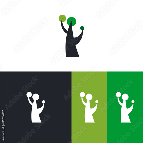 Abstract Modern Tree Logo with Circular Leaves