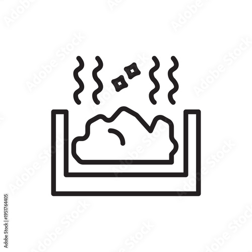 Ash vitrification icon. Waste treatment tech, represents high-temperature melting hardware, hazardous ash stabilization tools, glass-ceramic production systems, and permanent toxin immobilization gear