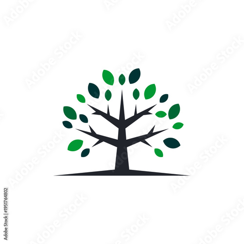 Minimalist Forest Plant Illustration in Flat Vector Style