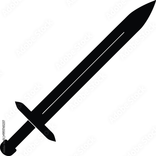 ceremonial sword silhouette vector art illustration, black and white design