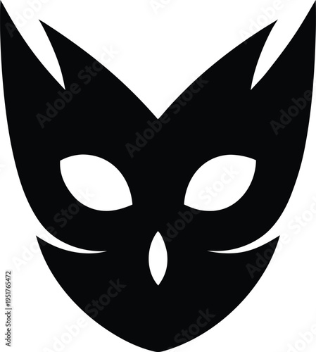 festival mask silhouette vector art illustration, black and white design