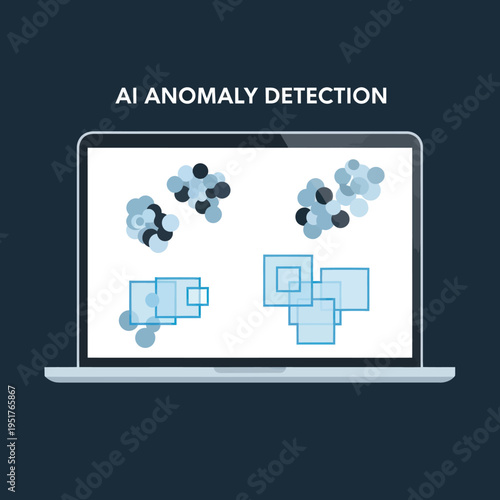 AI Anomaly Detection Software on Laptop Screen.