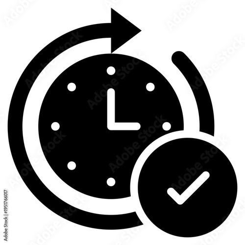 check clock watch renew time solid glyph icon