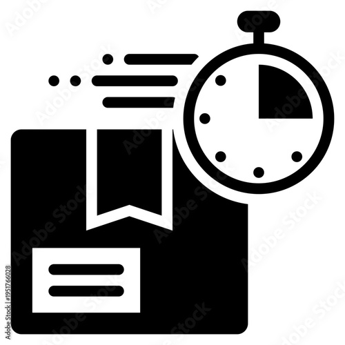 box delivery speed fast service time solid glyph icon