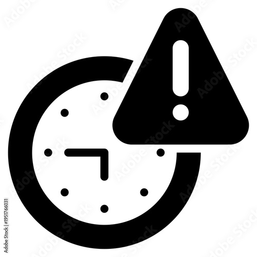 caution alarm exclamation warning time solid glyph icon