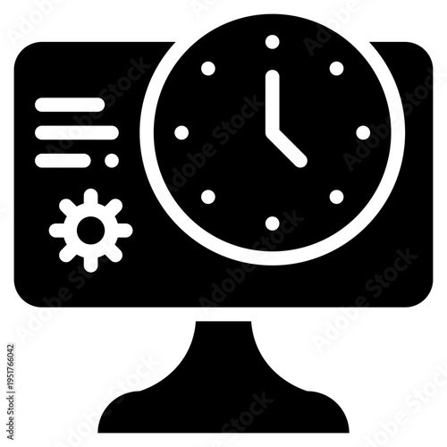 computer system setting watch clock time solid glyph icon