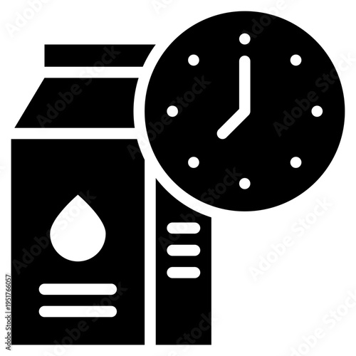 drinking milk box watch clock time solid glyph icon