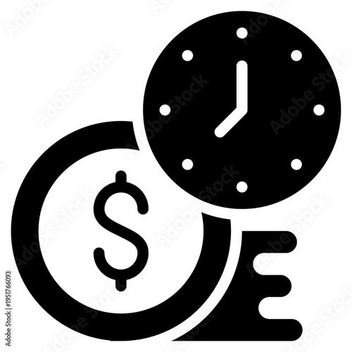 money work salary watch clock time office solid glyph icon