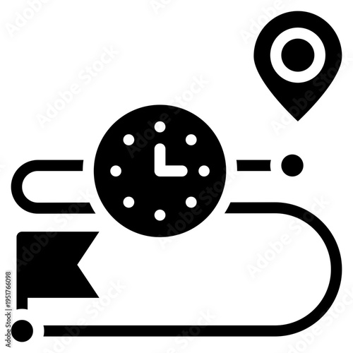 map travel pin gps start stop time solid glyph icon