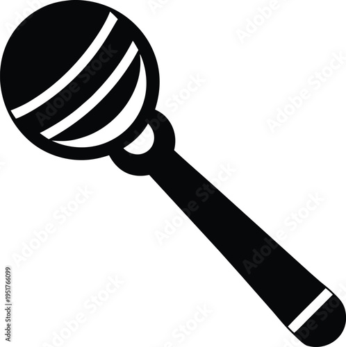 rattle silhouette vector art illustration, black and white design