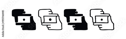 Hand framing gesture icon set. Human hands forming a composition frame symbol.