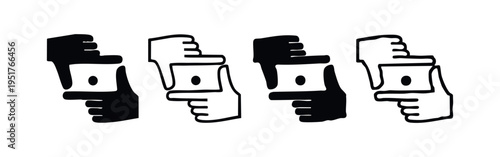 Hand frame composition icon set. Human hands creating a viewing or photography frame.