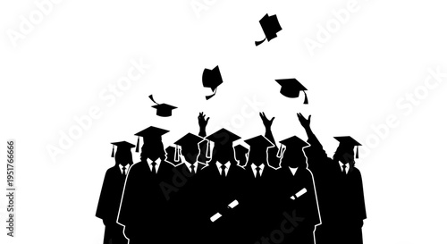 Graduates throwing caps in celebration.