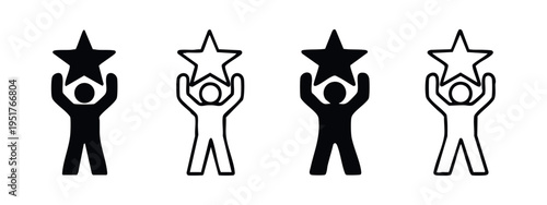 Abstract Hand Connecting Network Nodes Icon Set, Data Linkage and Social Connection