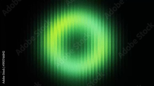 Abstract green and yellow blurred grainy neon gradient pulsing sphere. Animated background. Digital grain dust soft noise ribbed glass looping animation.