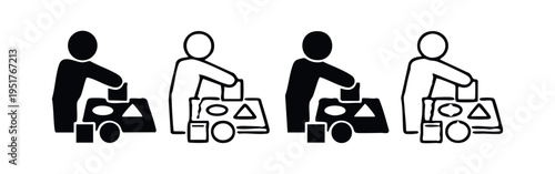 Shopping and grocery person icon set