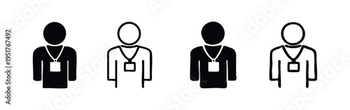 People with ID Badges Icon Set - Conference and Event Identification Symbols