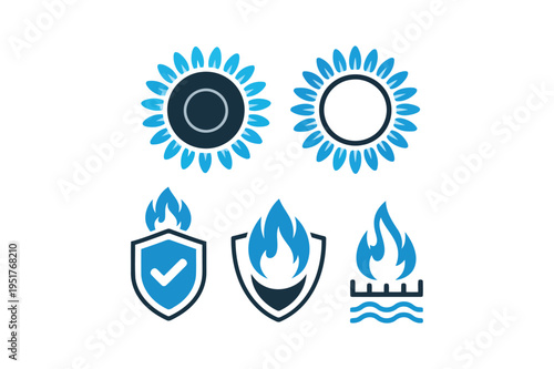Gas burner and safety icons