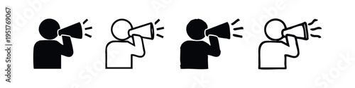 Person with Megaphone Icon Set