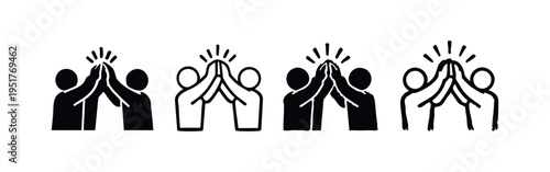 High Five Celebration and Teamwork Icon Set