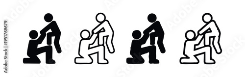 People Helping Each Other Stand Up Icon Set