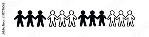 People holding hands icon set. Group of diverse individuals representing unity and community.
