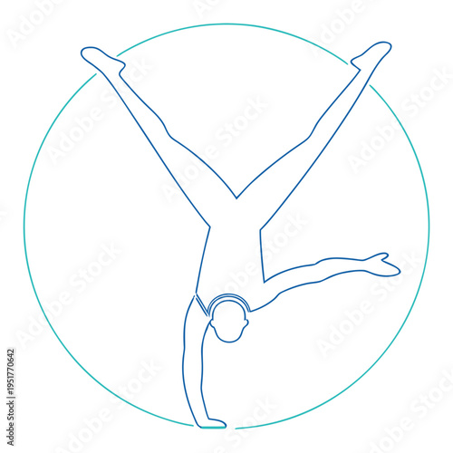 Blue gymnast in a circle gymnastics line circle human