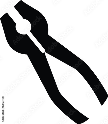 Black pliers on white background tool isolated
