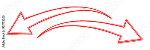 Red brush stroke arrow vector, hand-drawn in a dynamic upward curve. Ideal for indicating growth, direction, and adding a stylish, energetic design element eps 10.
