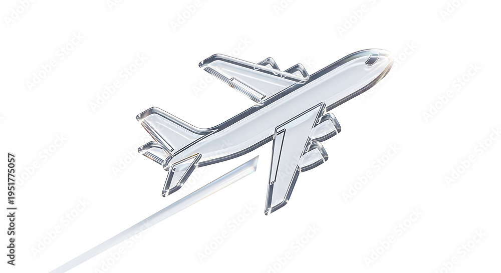 Fototapeta premium Shiny airplane model mounted on a stick for travel or aviation display purposes clearly shown