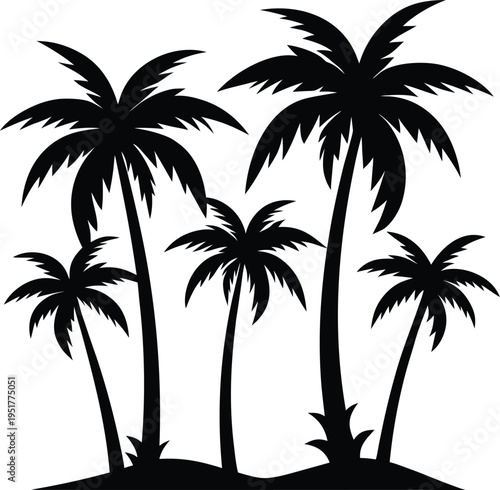 Tropical palm tree silhouette collection illustration