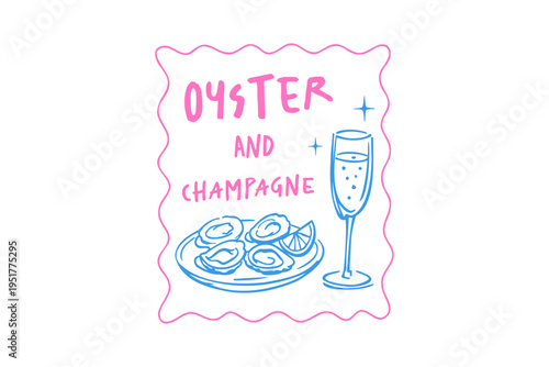  Oyster and Champagne Luxury  Seafood Party Quote T Shirt Design