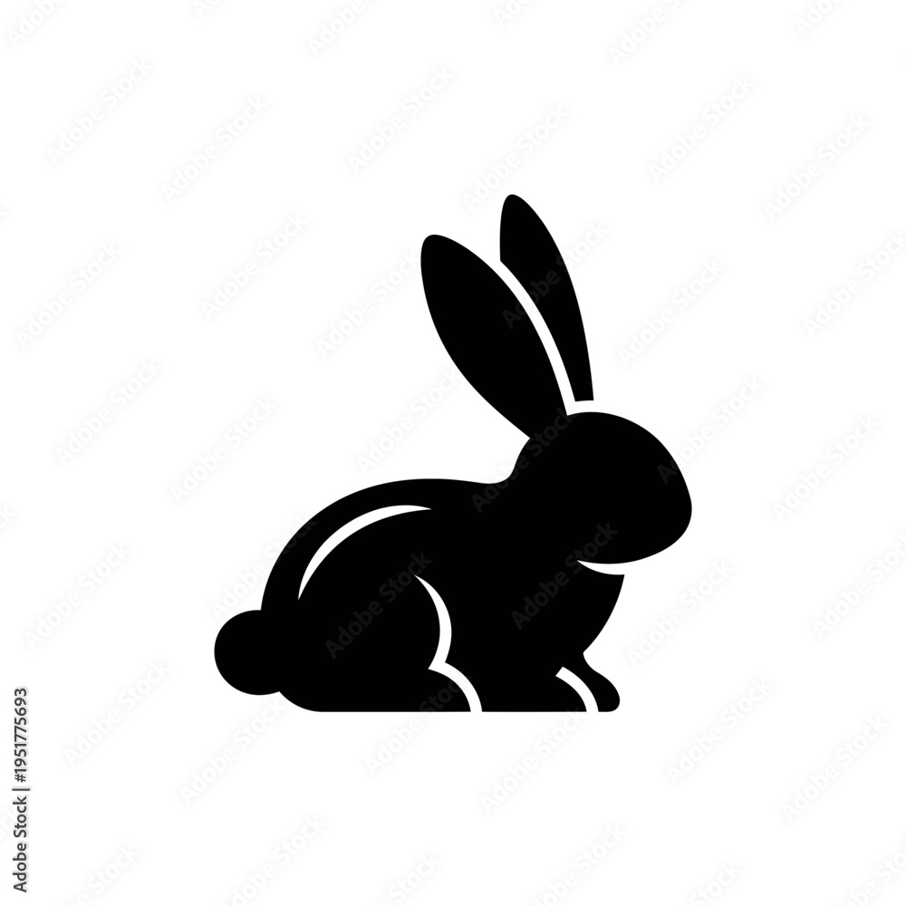 Obraz premium Black silhouette of a rabbit sitting