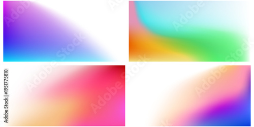 Bright colorful gradients collection. Vector set of vibrant gradient waves with transparent overlay effect. Decorative soft and vivid gradient. Colourful blur neon.