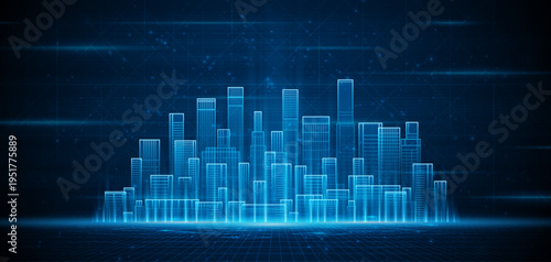 Smart city technology. Future technology city architecture concept. Digital hi-tech city design. Technology city background.