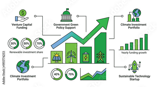 Infographic about government green policy support and climate investment portfolio