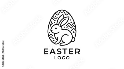 A collection of Easter logos featuring a bunny, egg, and basket