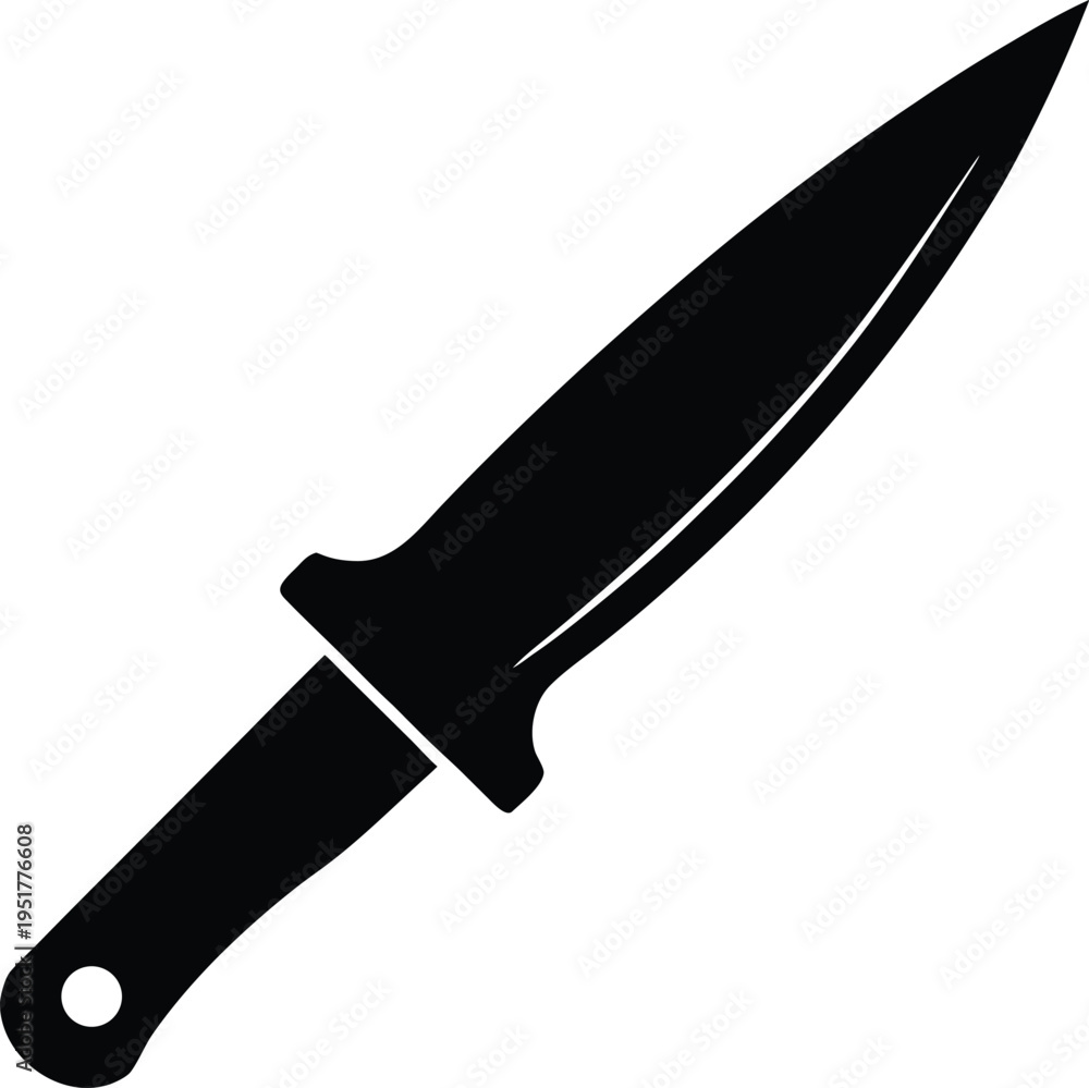 Obraz premium throwing knife silhouette vector art illustration, black and white design